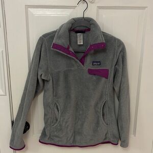 Patagonia Gray and Purple Snap-T Fleece